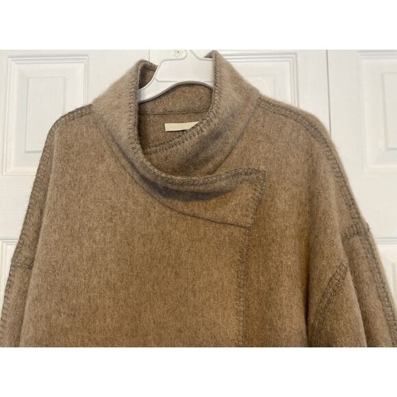 Andean Wool Alpaca Wrap Coat Large Pockets Peru Cowl Neck Cross Body Closure - Picture 2 of 14
